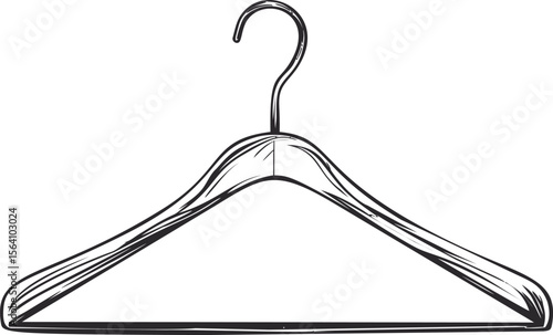 Illustrated wooden coat hanger sketch, minimalist design. Vector illustration