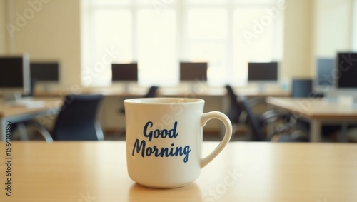 A warm cup of coffee sits on a table, a comforting morning drink