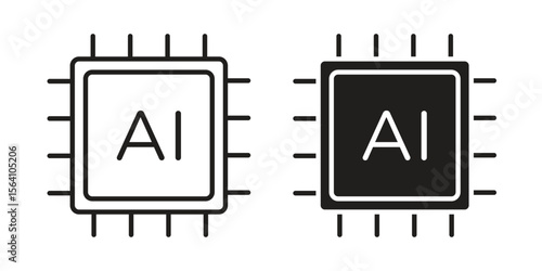 AI icon in Thin linear and flat style. sign and symbol set
