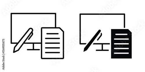 Blended learning icon in Thin linear and flat style. sign and symbol set