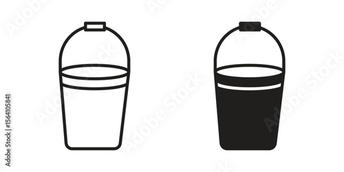 Bucket icon in Thin linear and flat style. sign and symbol set