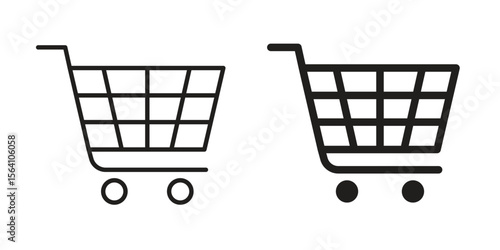 Cart icon in Thin linear and flat style. sign and symbol set