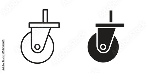 Cart trolley wheel icon in Thin linear and flat style. sign and symbol set