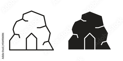cave icon in Thin linear and flat style. sign and symbol set