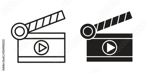 Cinema flapper icon in Thin linear and flat style. sign and symbol set