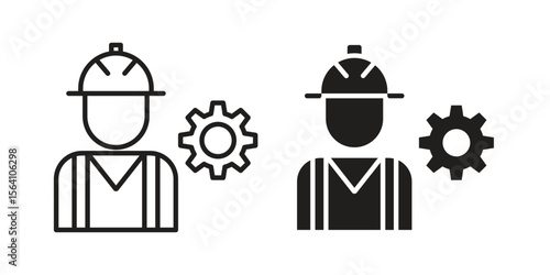 Civil Engineer icon in Thin linear and flat style. sign and symbol set