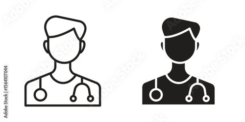 Doctor icon in Thin linear and flat style. sign and symbol set