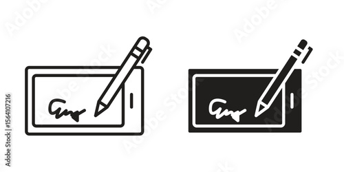 Electronic signature icon in Thin linear and flat style. sign and symbol set