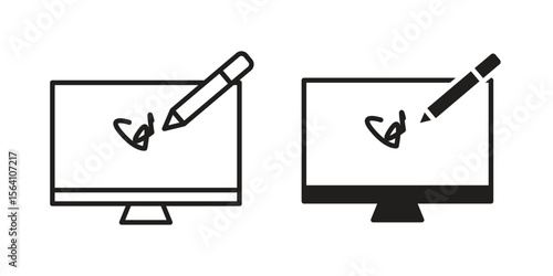 Electronic signature icon in Thin linear and flat style. sign and symbol set