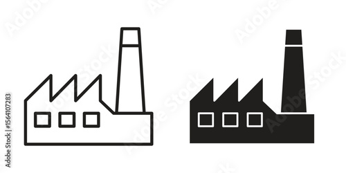Factory icon in Thin linear and flat style. sign and symbol set