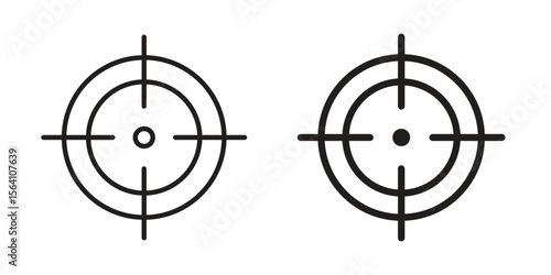 Gun target icon in Thin linear and flat style. sign and symbol set