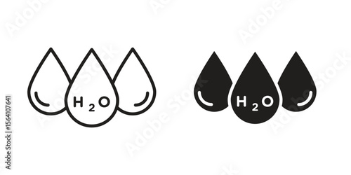 H2o icon in Thin linear and flat style. sign and symbol set