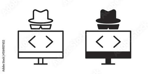 Hacker icon in Thin linear and flat style. sign and symbol set