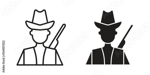 Hunter icon in Thin linear and flat style. sign and symbol set