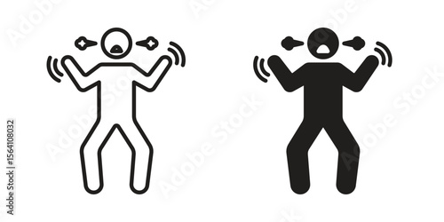 Irritated human icon in Thin linear and flat style. sign and symbol set