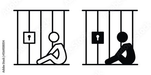 Jail icon in Thin linear and flat style. sign and symbol set
