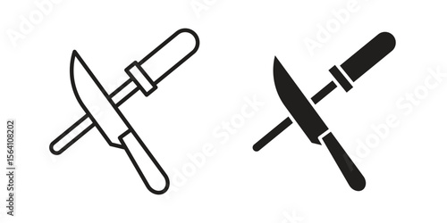 Knife sharpener icon in Thin linear and flat style. sign and symbol set