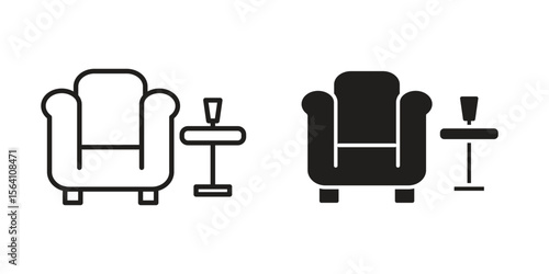 Lounge icon in Thin linear and flat style. sign and symbol set