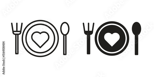 Love Plate icon in Thin linear and flat style. sign and symbol set