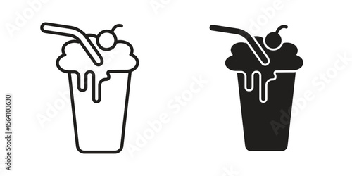 Milkshake icon in Thin linear and flat style. sign and symbol set