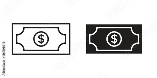 Money icon in Thin linear and flat style. sign and symbol set
