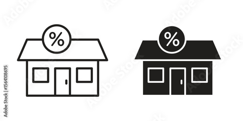 Mortgage rate icon in Thin linear and flat style. sign and symbol set