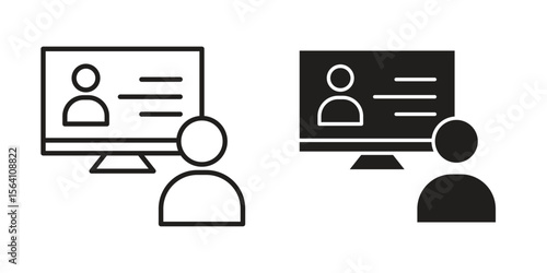 Online course icon in Thin linear and flat style. sign and symbol set