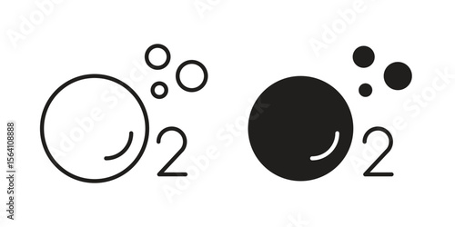 Oxygen O2 icon in Thin linear and flat style. sign and symbol set