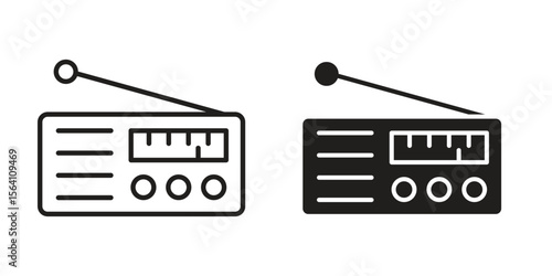Radio icon in Thin linear and flat style. sign and symbol set