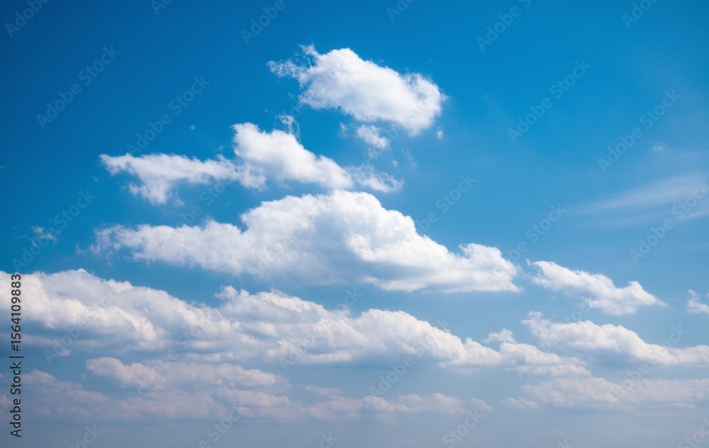 Fototapeta premium A clear blue sky with fluffy white clouds