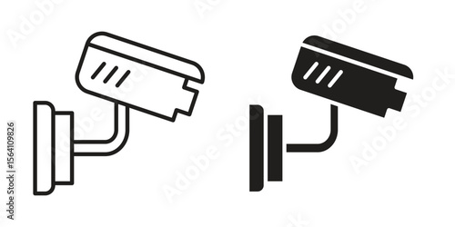 Security camera icon in Thin linear and flat style. sign and symbol set