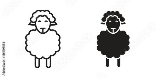 Sheep icon in Thin linear and flat style. sign and symbol set