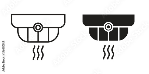 Smoke detector icon in Thin linear and flat style. sign and symbol set