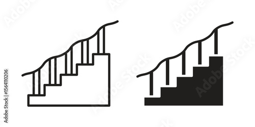 Stairs icon in Thin linear and flat style. sign and symbol set