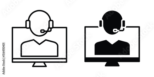 Tech support icon in Thin linear and flat style. sign and symbol set