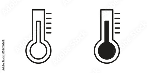 Thermometer icon in Thin linear and flat style. sign and symbol set