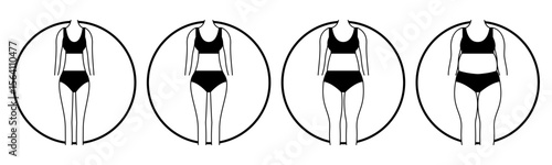 Underweight, Normal, Chubby, Overweight icon set illustration vector. Inside Circle