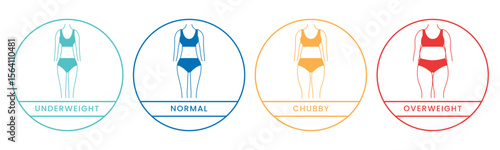Underweight, Normal, Chubby, Overweight icon set illustration vector. Inside Circle