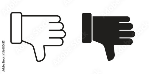 Thumb down icon in Thin linear and flat style. sign and symbol set