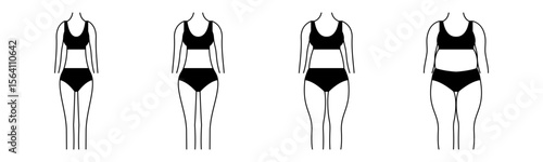 Underweight, Normal, Chubby, Overweight icon set illustration vector.