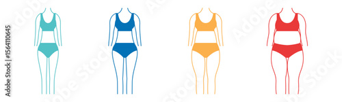 Underweight, Normal, Chubby, Overweight icon set illustration vector.