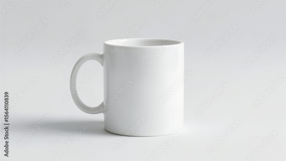 Simple white coffee mug on a minimalistic light gray backdrop for product mockups Simple white coffee mug on a minimalistic light gray backdrop for product mockups