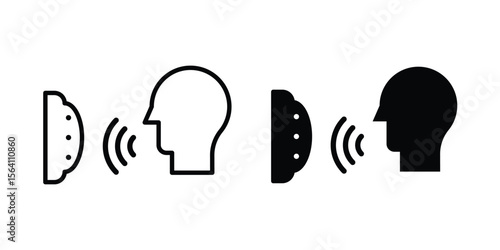 Voice control icon in Thin linear and flat style. sign and symbol set