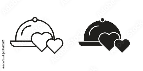 Wedding dinner icon in Thin linear and flat style. sign and symbol set
