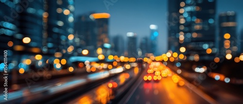Night city traffic lights abstract background blurred urban motion