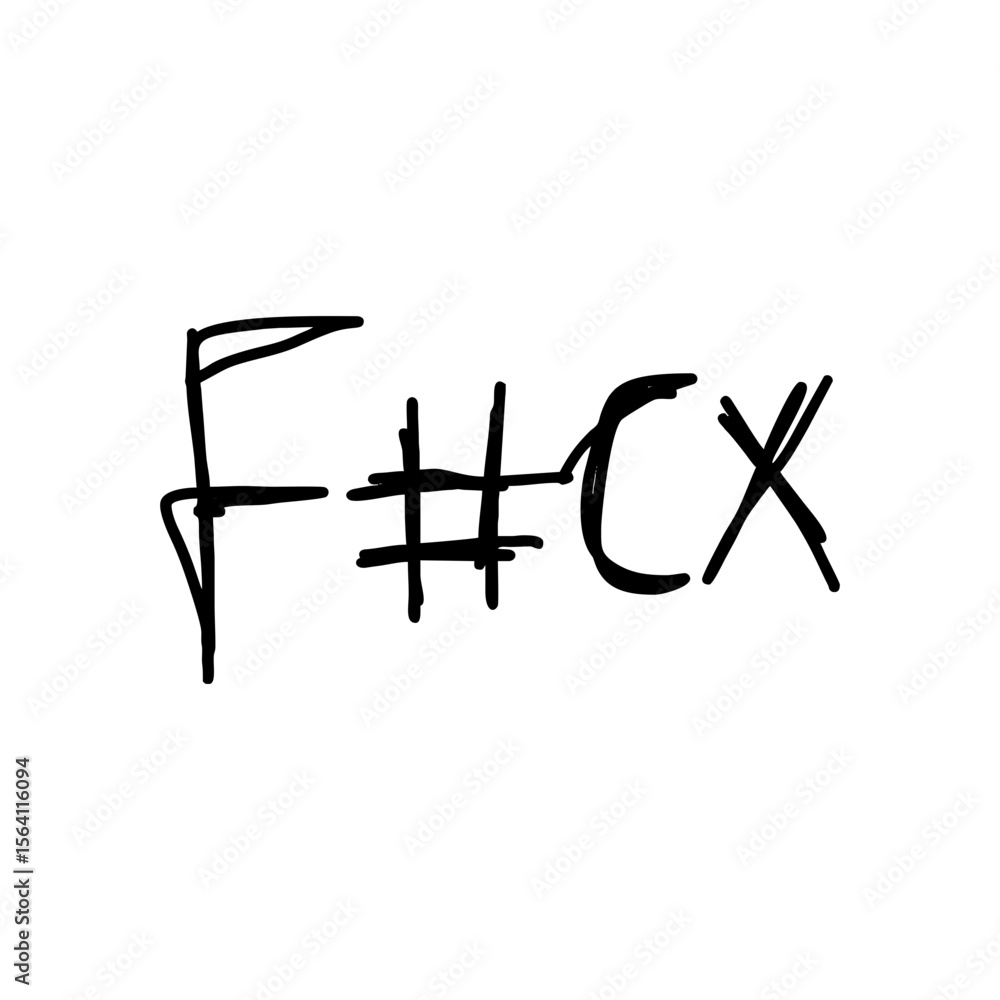 Explicit lettering with stylized F#CX in angry expressive black doodle line art, rebellious youth typography for digital art, street culture designs and censorship visuals, SVG icon on transparent bac Explicit lettering with stylized F#CX in angry expressive black doodle line art, rebellious youth typography for digital art, street culture designs and censorship visuals, SVG icon on transparent bac