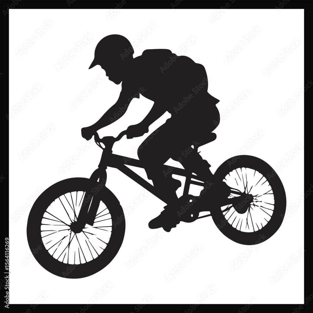 Fototapeta premium BMX Rider Silhouette Illustration