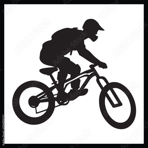 BMX Biking Silhouette Clipart on White Background
