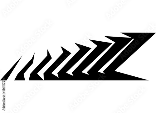 JBlack and white vector design element of thick black lines on a white background. Racing striped pattern for a car body, boat, sportswear, toy, motorcycle. Racing applique