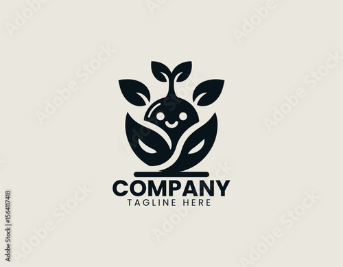 Organic farm egg logo in minimalist vector illustration with eco branding and rustic design elements
